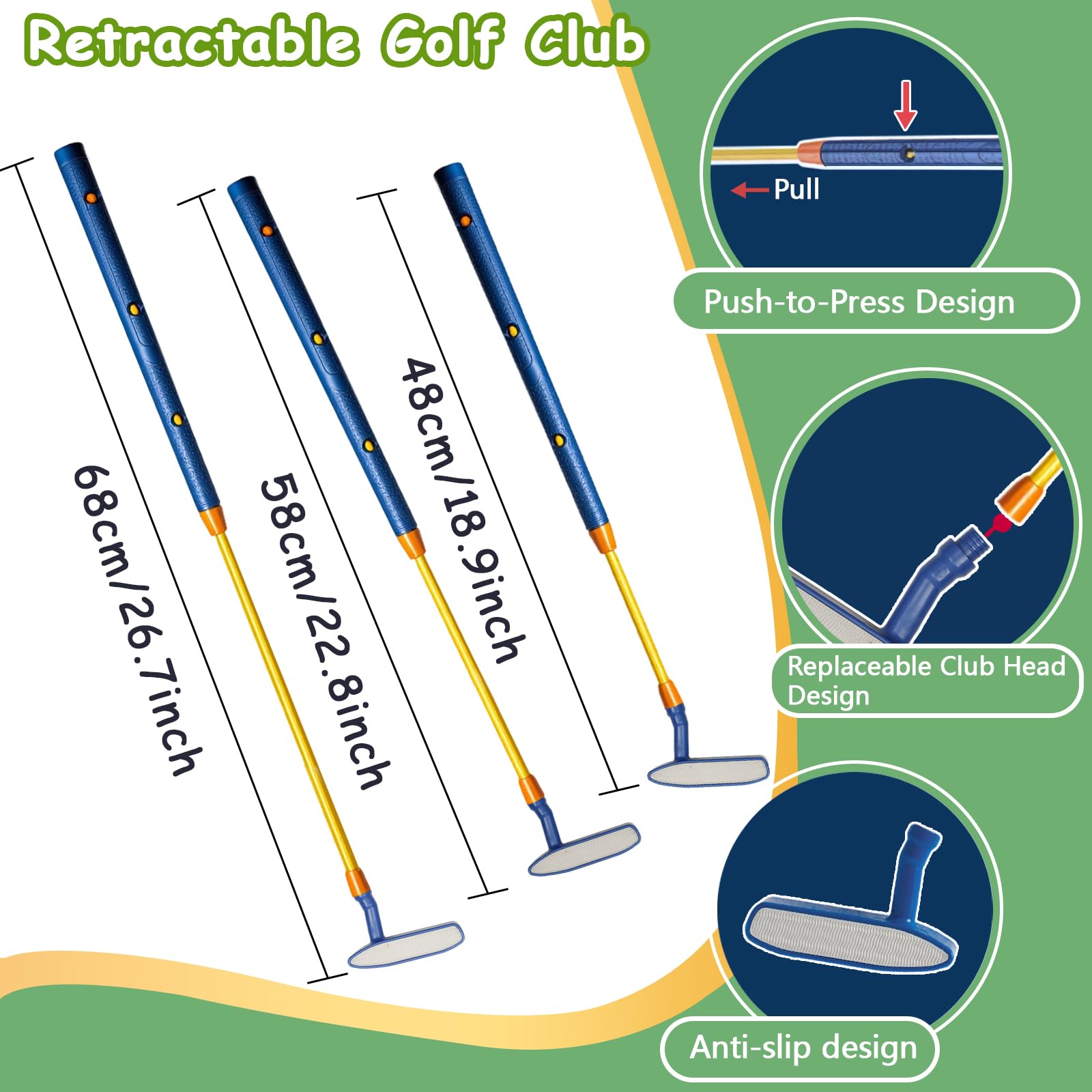 POWCAVA Kids Golf Set launch pads support safe practice.
