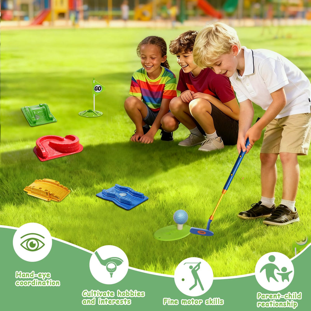 POWCAVA Kids Golf Set telescopic club adjusts height as kids grow.