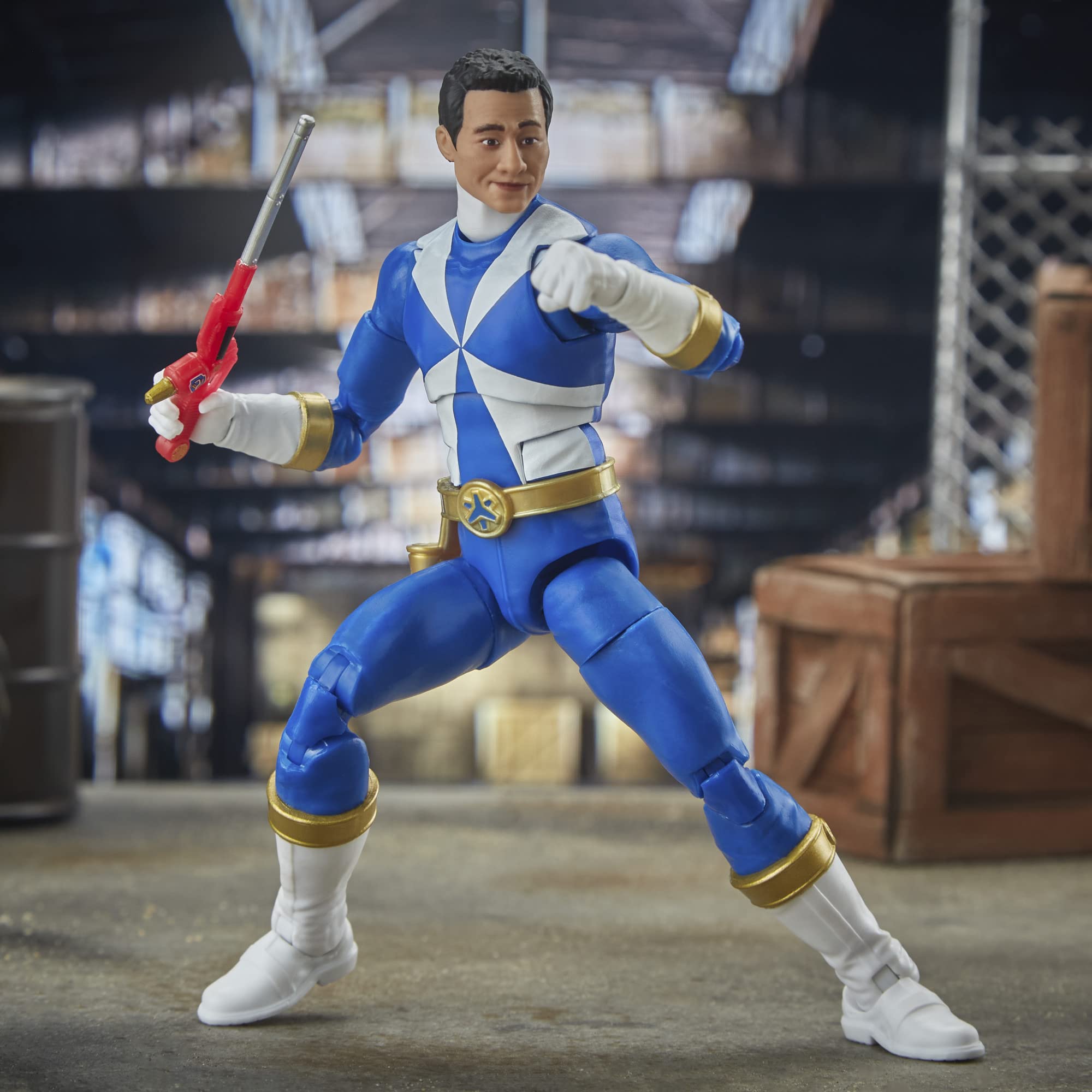 Power Rangers Lightning Collection Blue Ranger close-up shows premium paint detail.