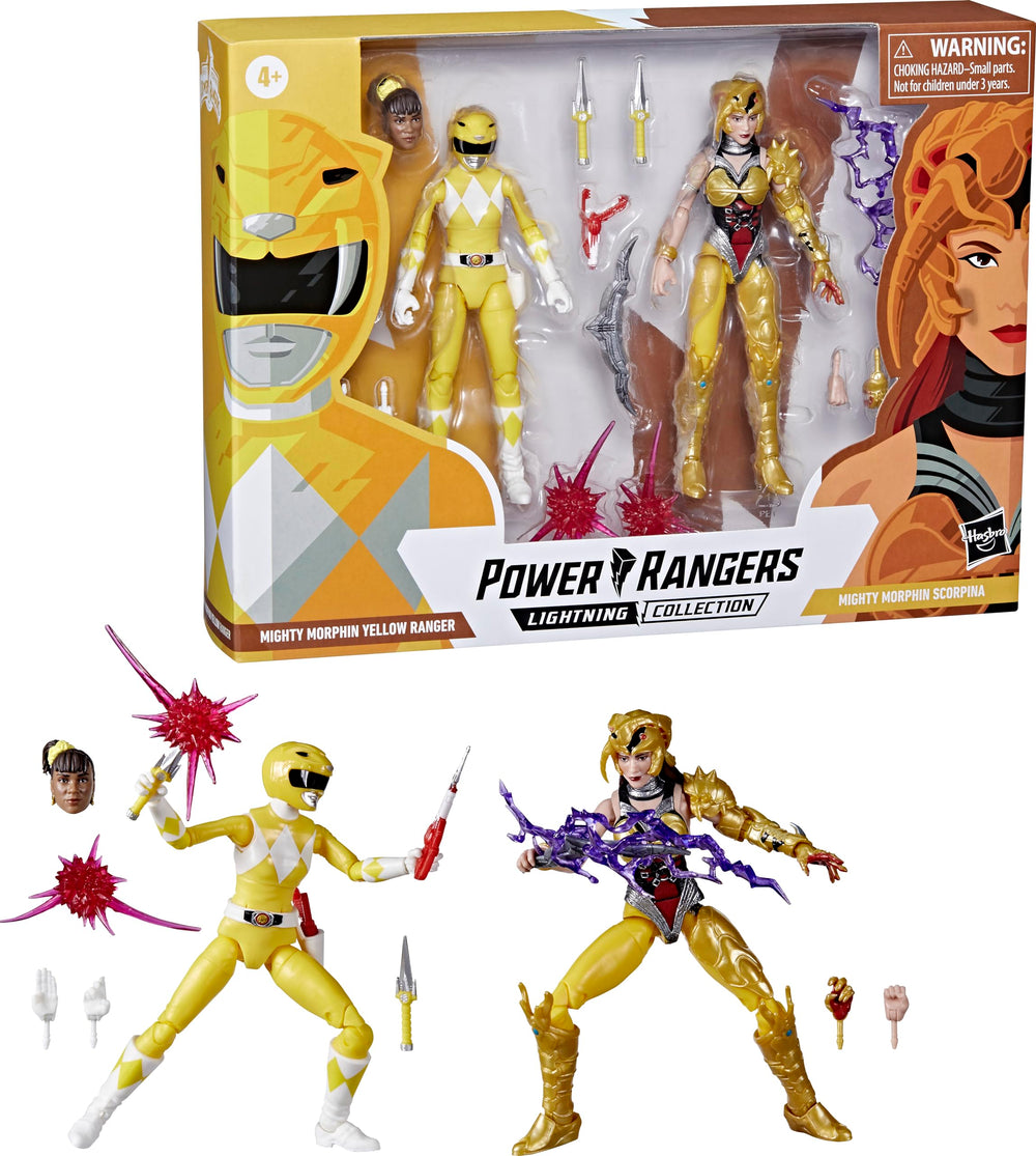 Power Rangers Lightning Collection Yellow Ranger Aisha with helmet off for customizable display.