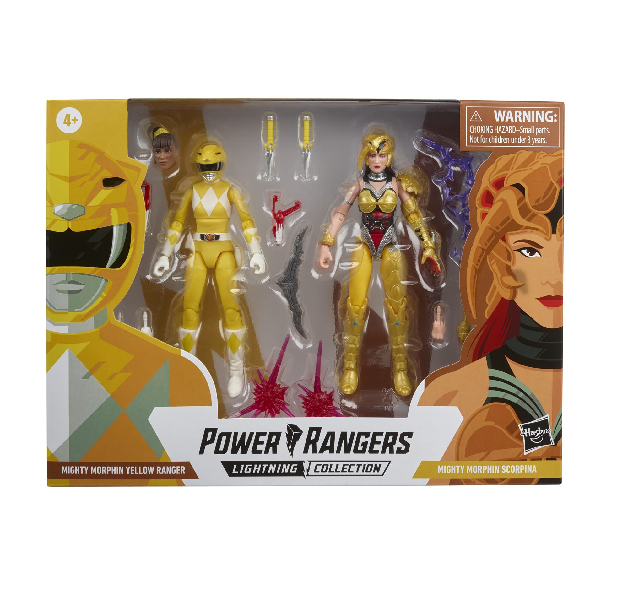 Power Rangers Lightning Collection Yellow Ranger Aisha with helmet on for classic look.
