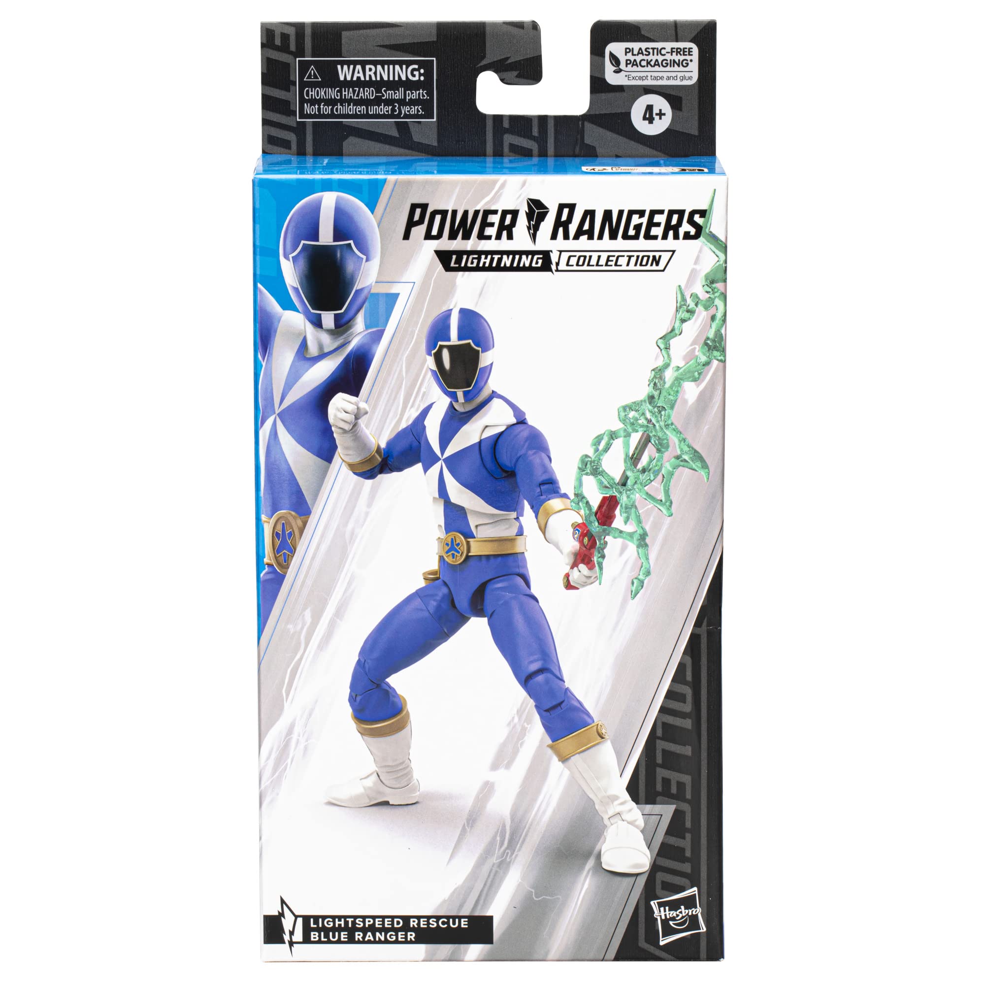 Power Rangers Lightspeed Rescue Blue Ranger helmet head swap option for authentic display.