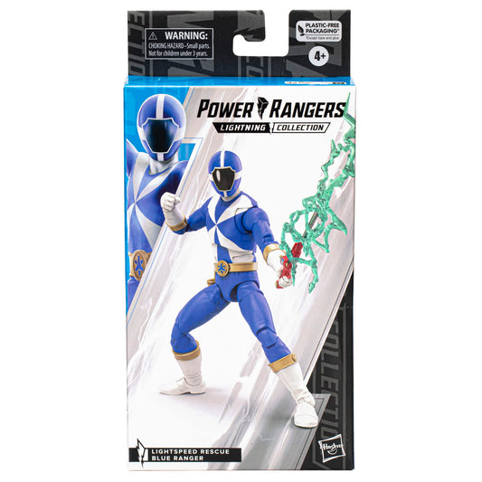 Power Rangers Lightspeed Rescue Blue Ranger helmet head swap option for authentic display.