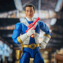 Power Rangers Lightspeed Rescue Blue Ranger rescue blaster accessory for action scenes.