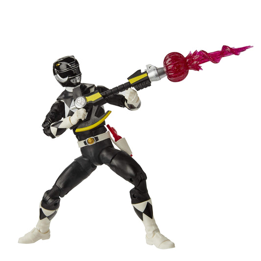 Power Rangers Mighty Morphin Black Ranger figure front view showing premium poseability
