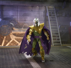 Power Rangers Morphed Green Ranger Shredder Deluxe figure featuring soft cloak for dramatic cape effects.