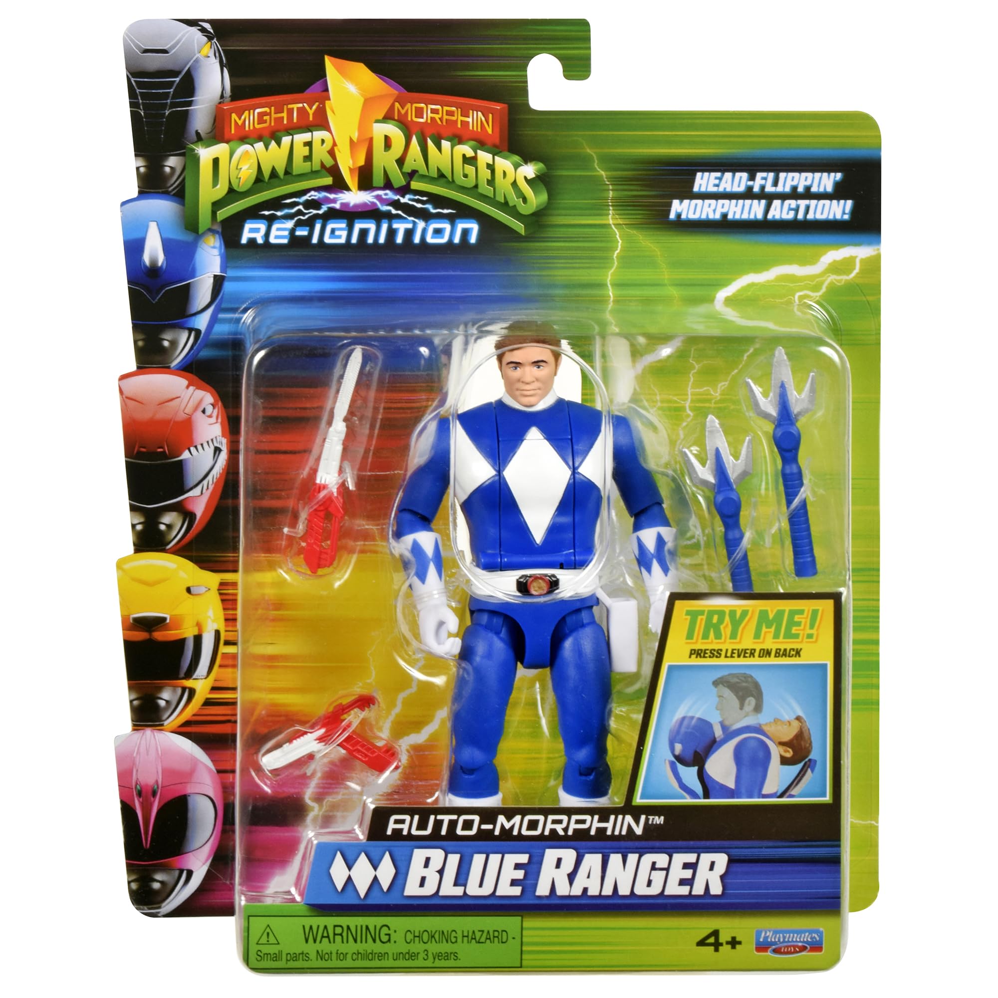 Power Rangers Re-Ignition Blue Ranger Auto Morphin figure in action pose for pretend battles