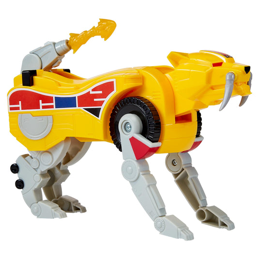 Power Rangers Sabretooth Tiger Dinozord front view with authentic articulation.