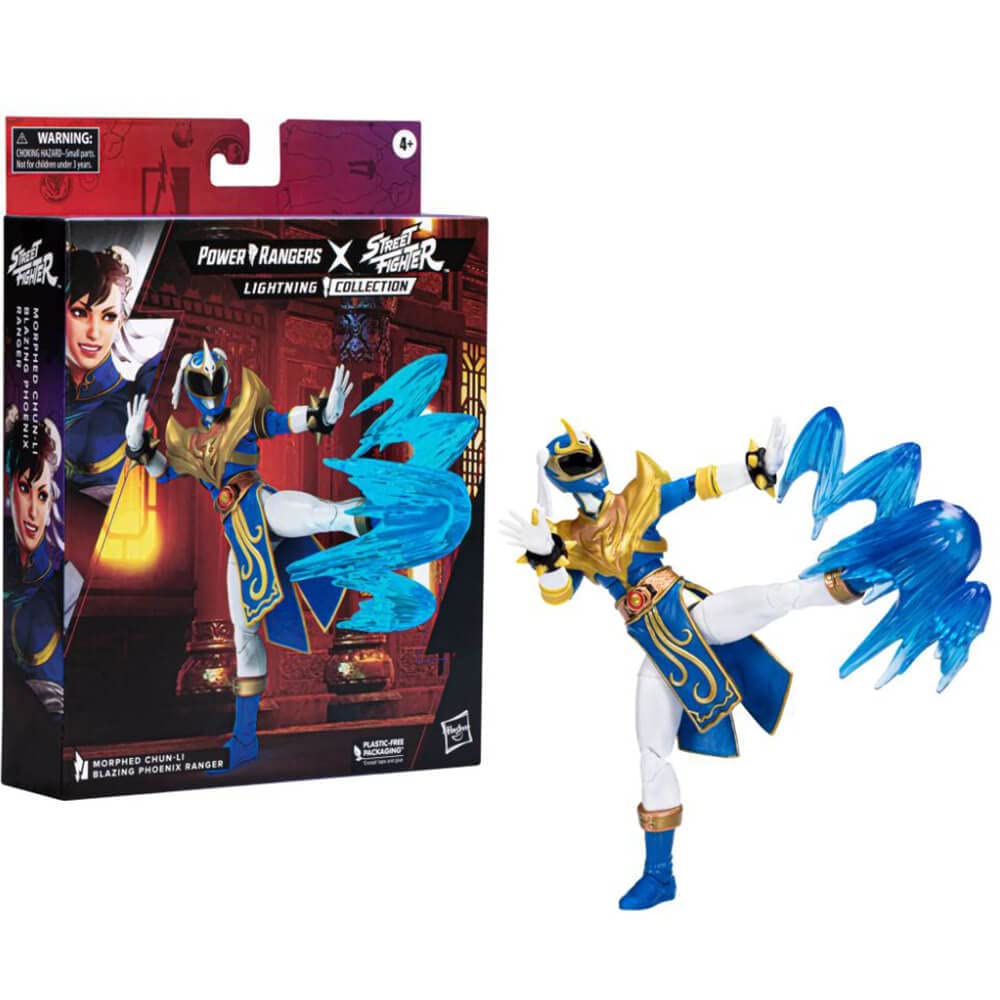 Power Rangers Chun-Li figure close-up shows premium paint and deco details for collectors.