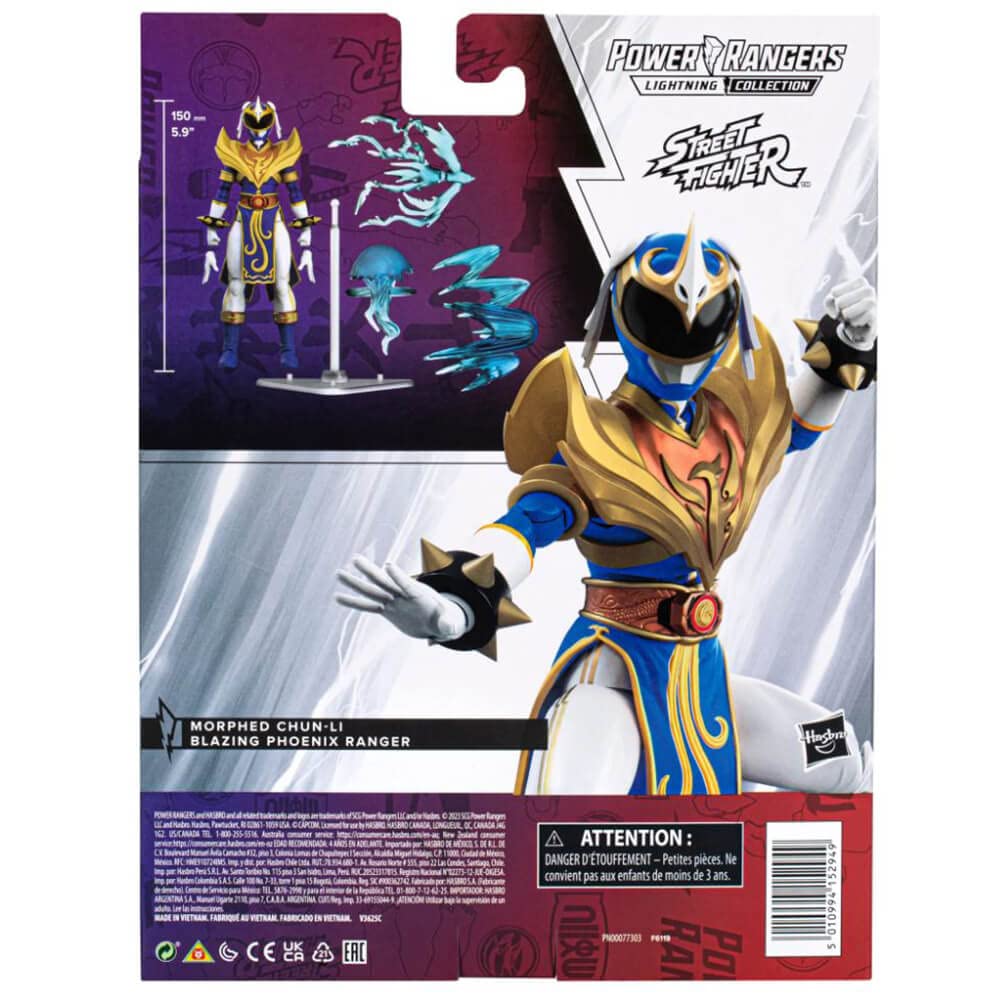 Power Rangers Chun-Li packaging art enhances unboxing display.