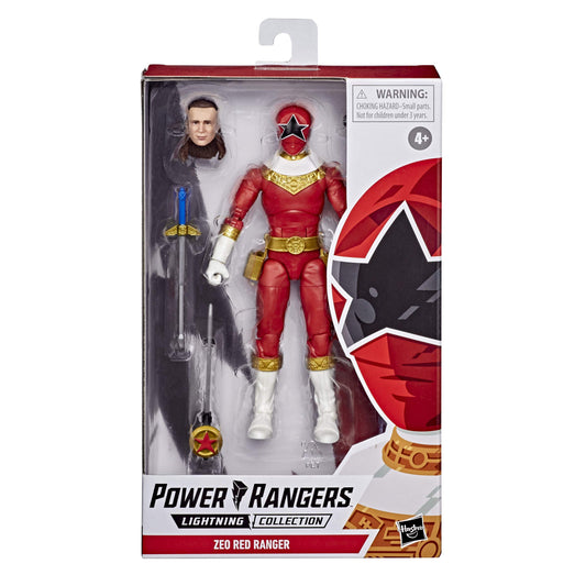 Power Rangers Zeo Red Ranger helmeted and unhelmeted head swap options for display.