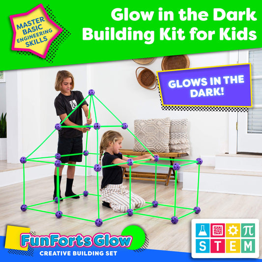 Power Your Fun Fun Forts glow spheres glow after light exposure for night-time fun.