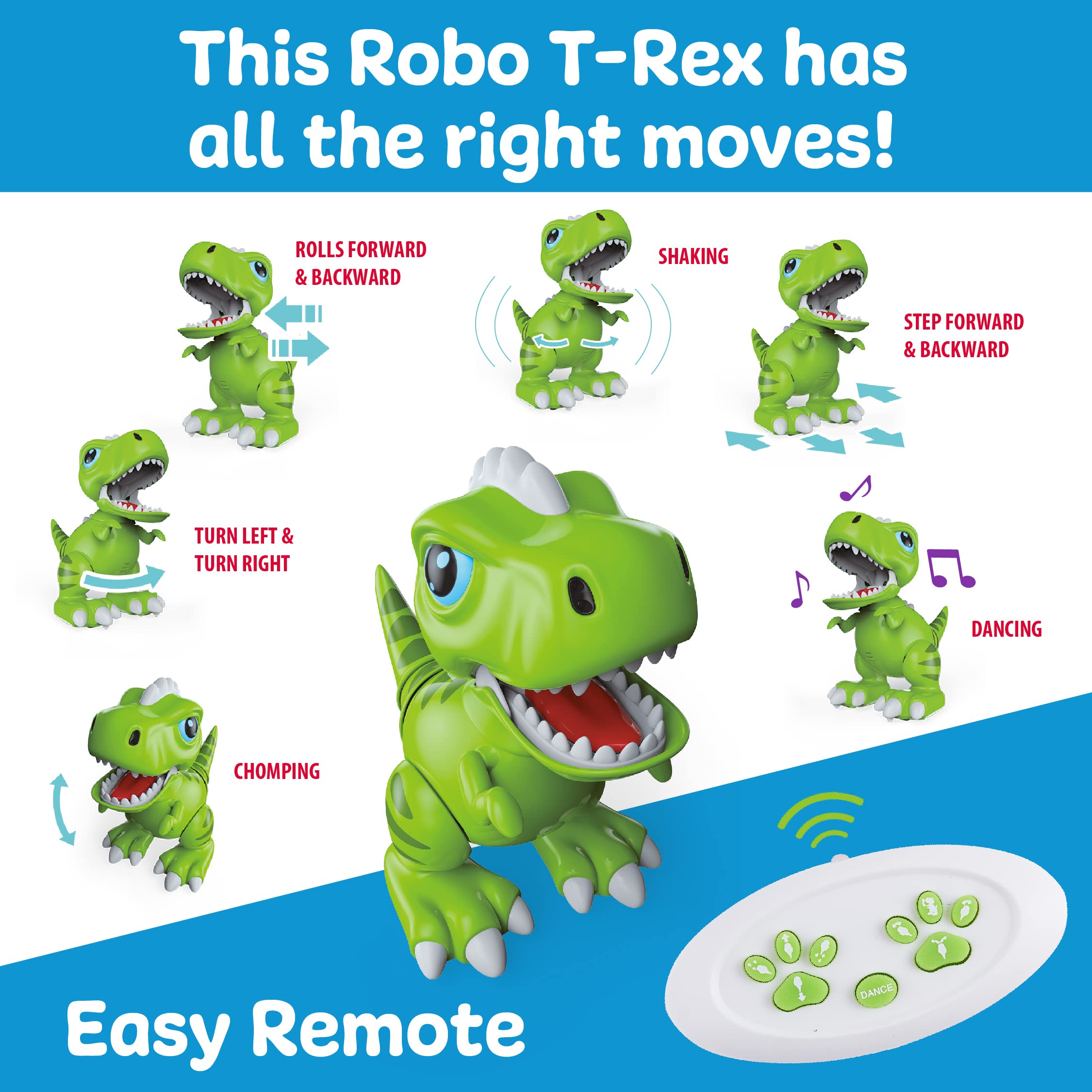 Power Your Fun Robo Pets T-Rex gesture mode responding to hand motions.