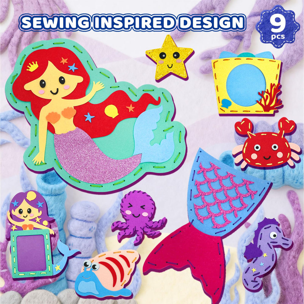 Powerful Xishan Mermaid Sewing Kit contents show beginner-friendly tools and fabrics