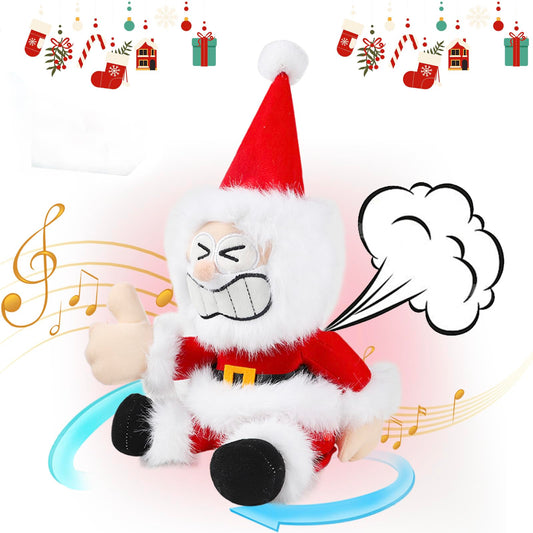 PowerPals Santa plush spins when pressed for holiday laughter.