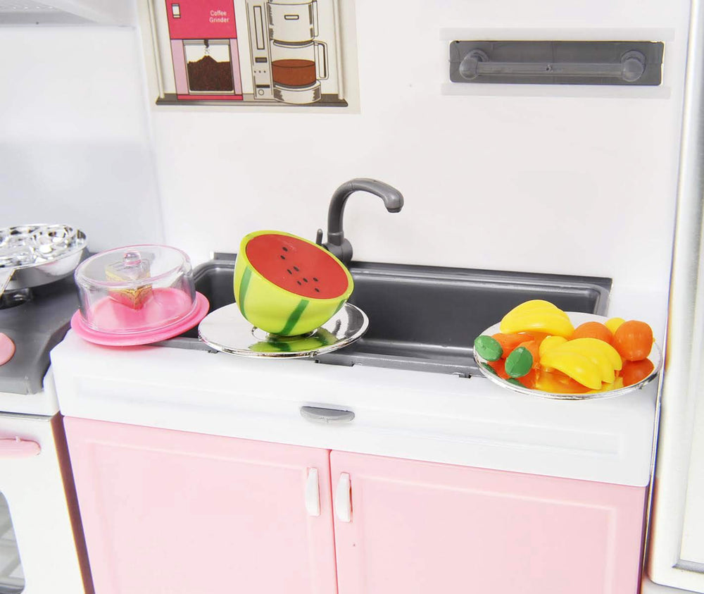 PowerTRC Doll Kitchen Play Set durable materials ensure long-lasting use.