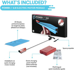 POWERUP 2.0 with carbon fiber shaft shown, built for durable, crash-tolerant flights.