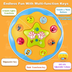 Poycuna Ocean Projector turtle lights create a playful sensory show during tummy time.