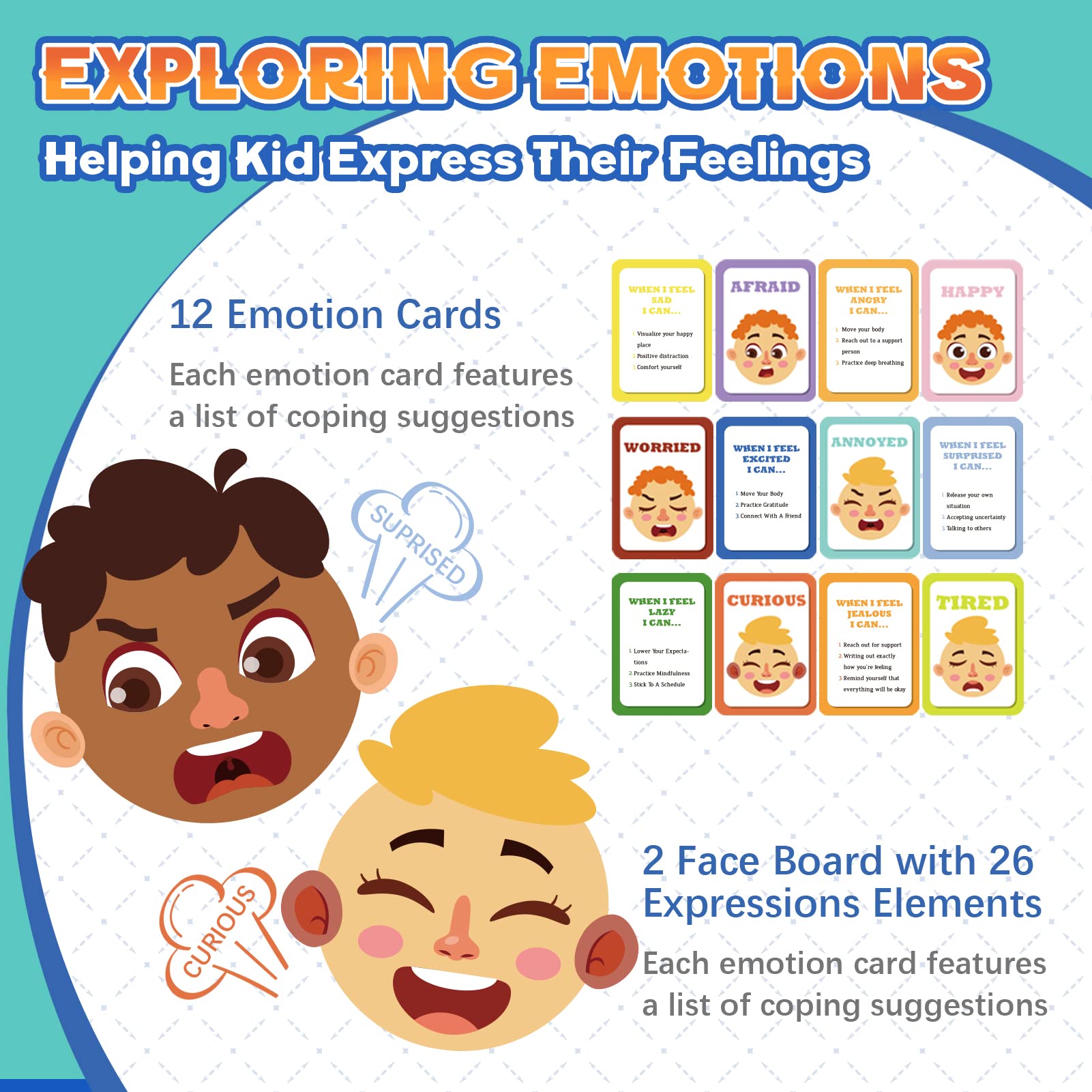 PP OPOUNT emotion flashcards front with 12 emotions.