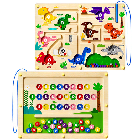 Ppotyo 2-in-1 magnetic color and number maze board front view for color sorting and counting