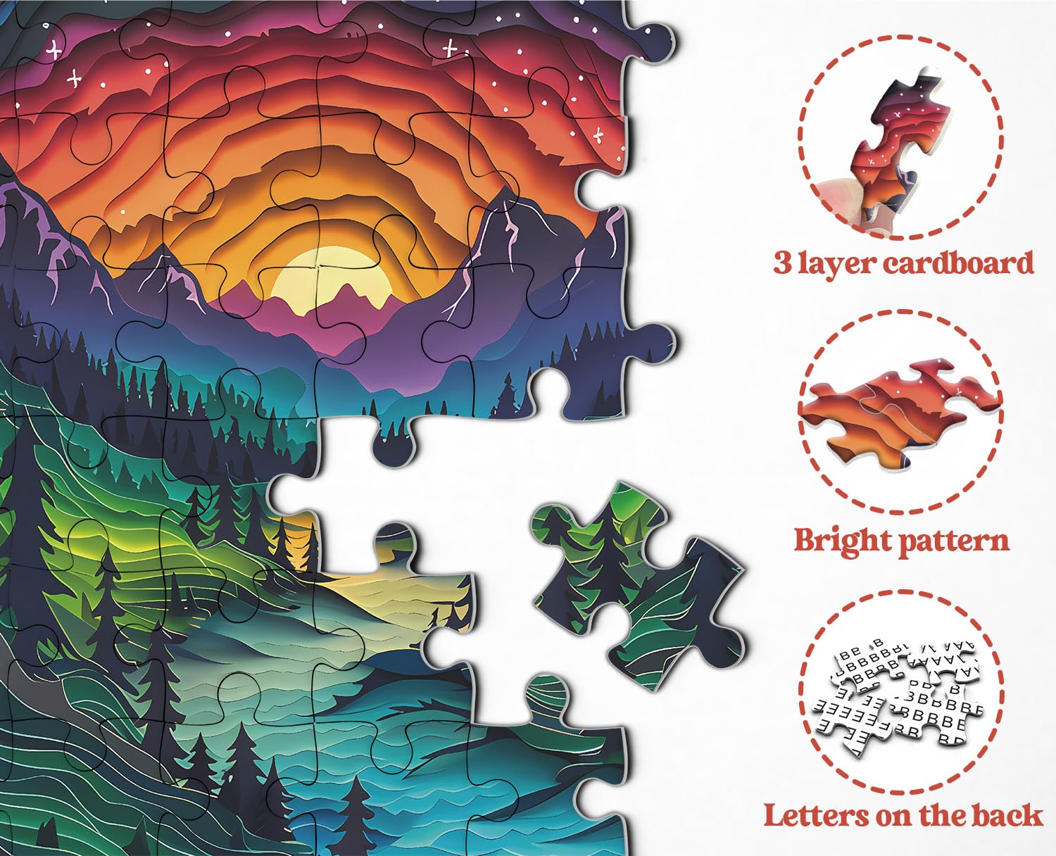 PPuzzling 3D visual effect inspired puzzle delivers depth after completion.