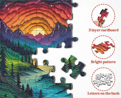PPuzzling 3D visual effect inspired puzzle delivers depth after completion.