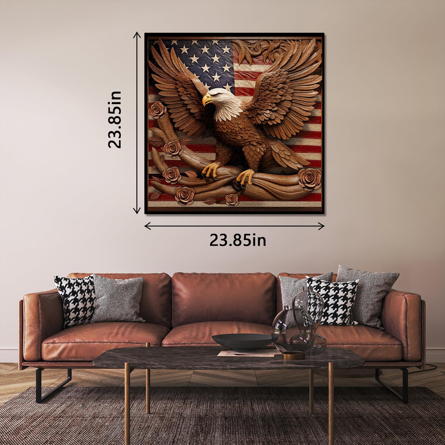 PPuzzling American Flag Eagle detailed feathers close-up and texture