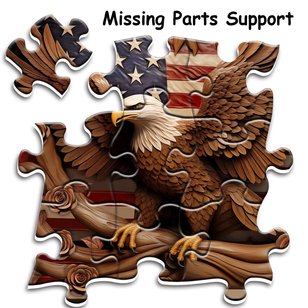 PPuzzling American Flag Eagle finished size guide for wall planning