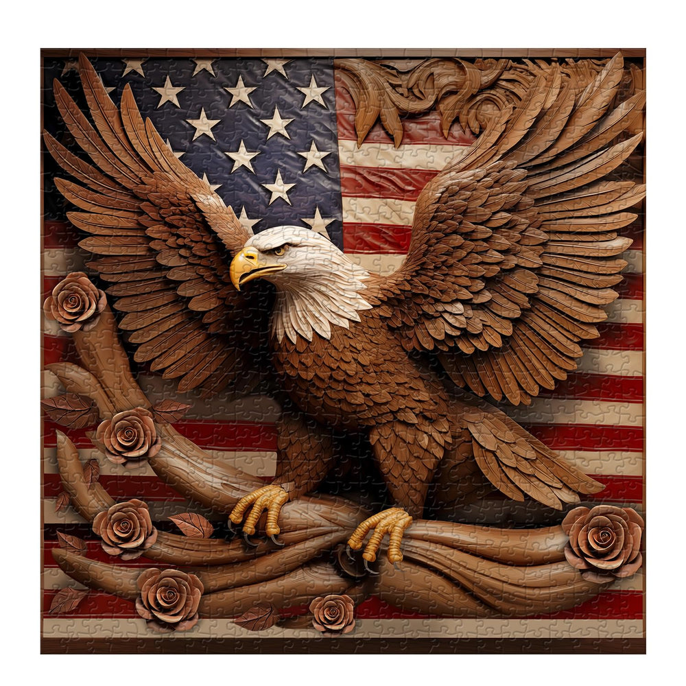 PPuzzling American Flag Eagle wings spread picture for a challenging scene
