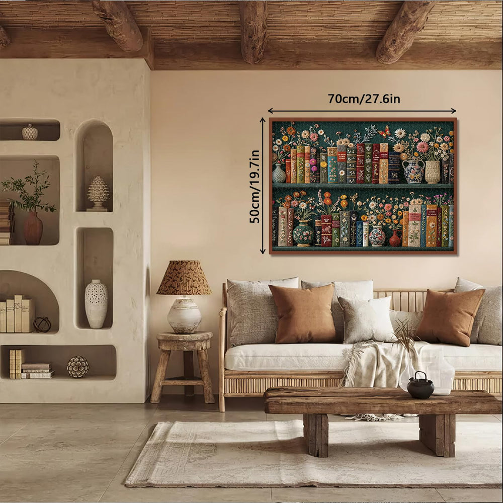 PPuzzling colorful blooming bookshelf mood for relaxing puzzle sessions