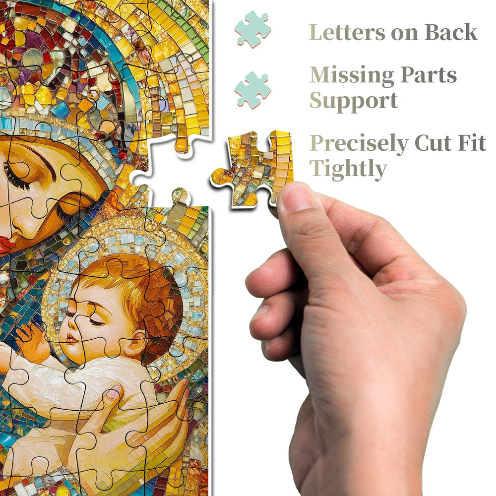 PPuzzling Colorful Nativity tiles background emphasize depth and richness