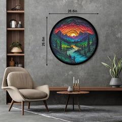 PPuzzling colorful paper cut art puzzle highlights gradient sky and intricate silhouettes.