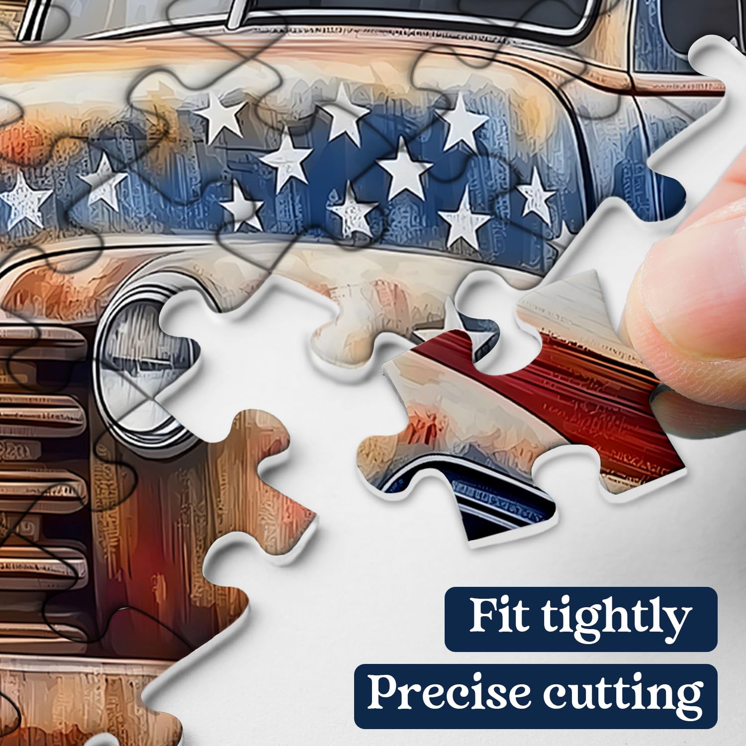 PPuzzling Distressed Flag Truck Art captures retro Americana and vivid colors.