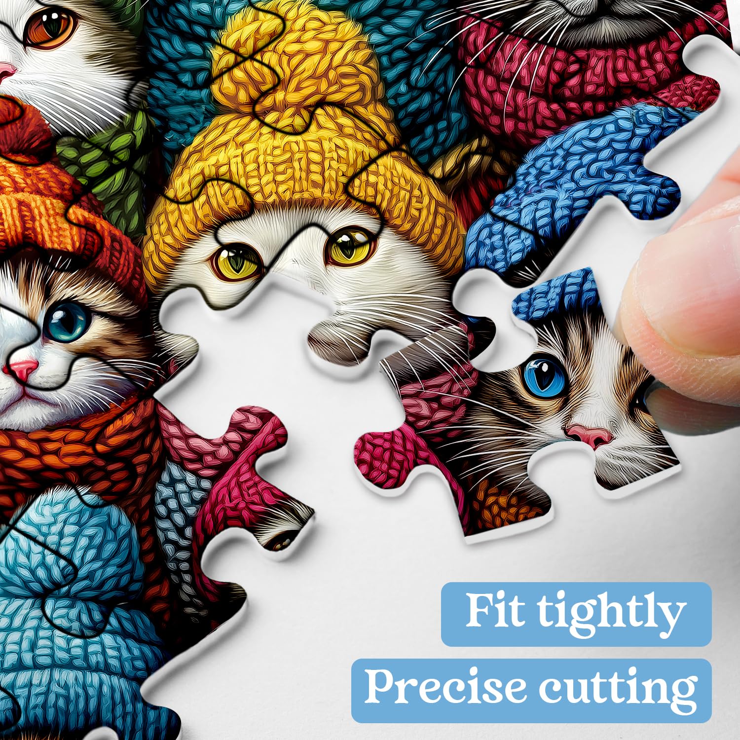 PPuzzling festive cat scene highlights bright colors for cheerful room decor.
