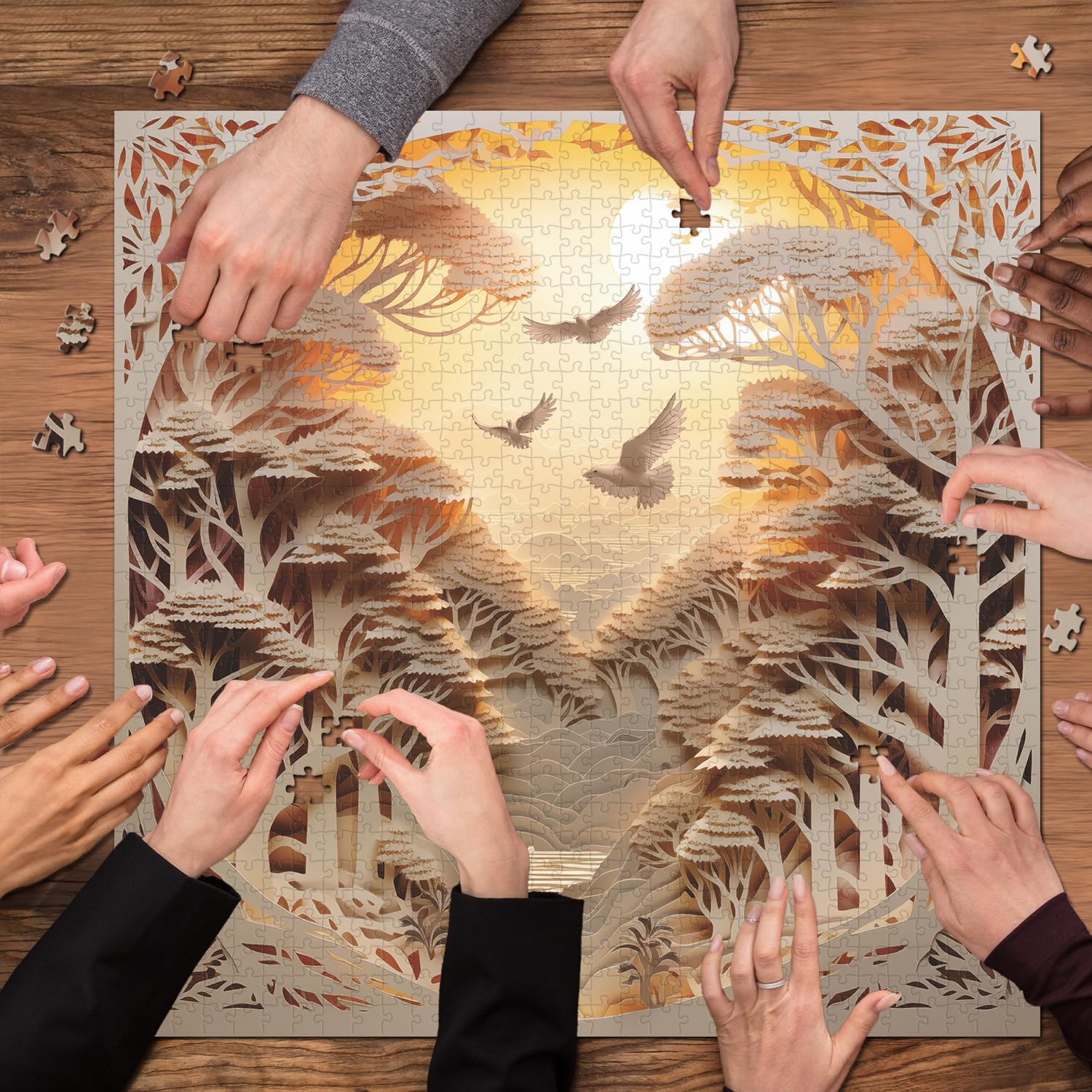PPuzzling forest sunset 1000-piece puzzle delivers a challenging yet rewarding activity.