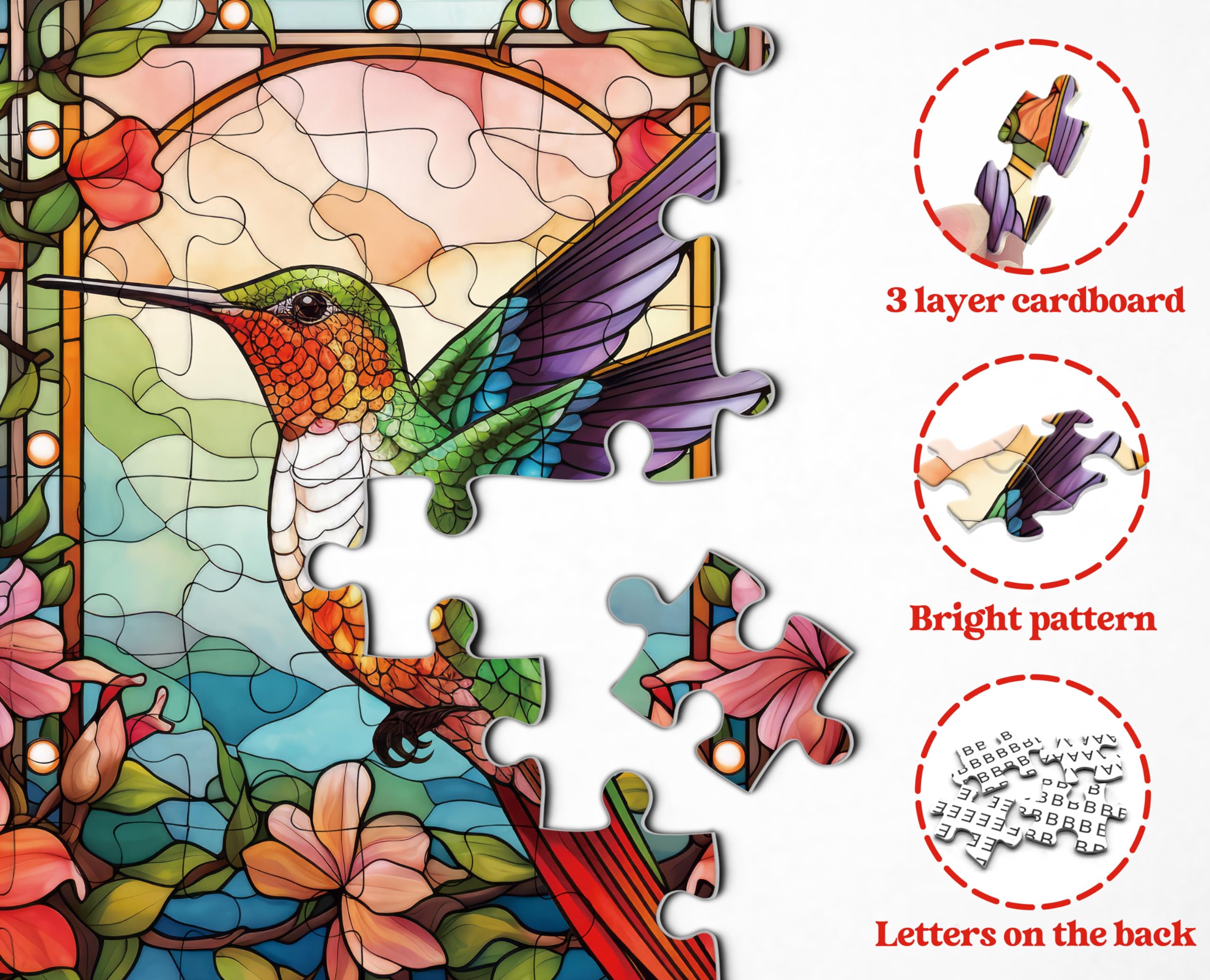 PPuzzling hummingbird flower bloom detail guides piece placement