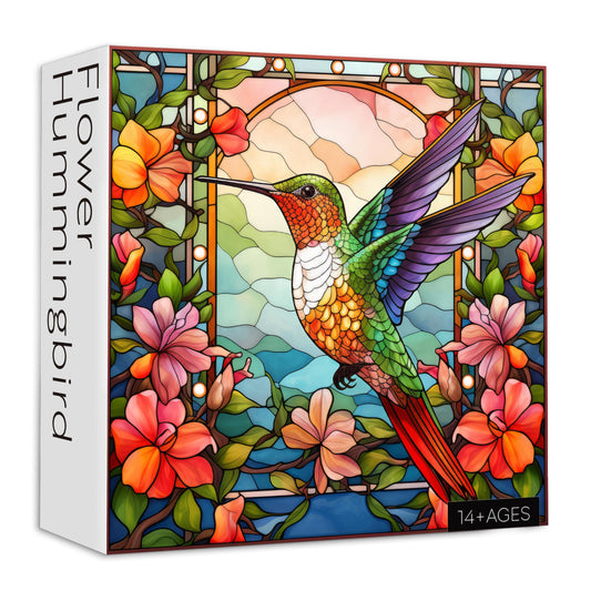 PPuzzling hummingbird stained glass poster reference supports accurate assembly