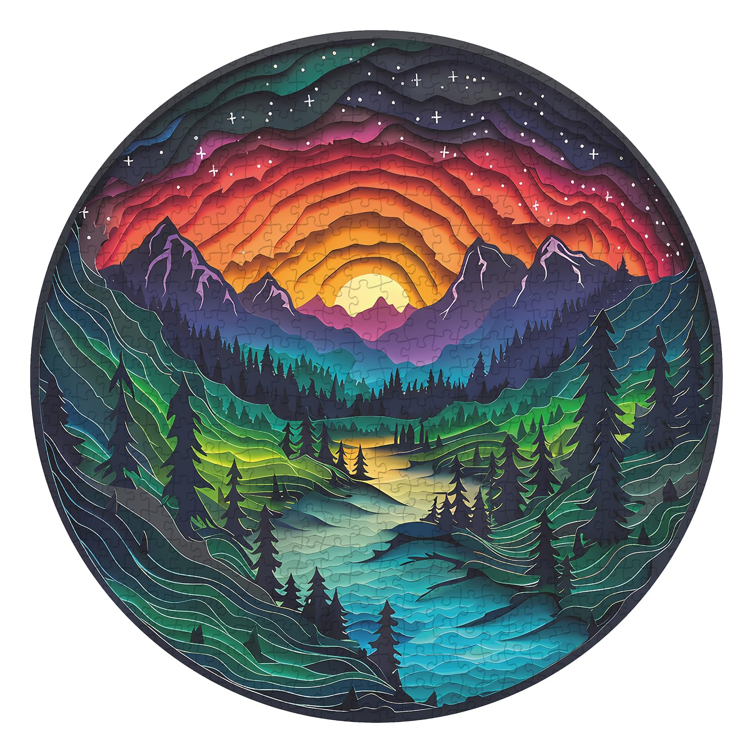 PPuzzling Magic Forest round puzzle with 1000 pieces offers immersive solo play.