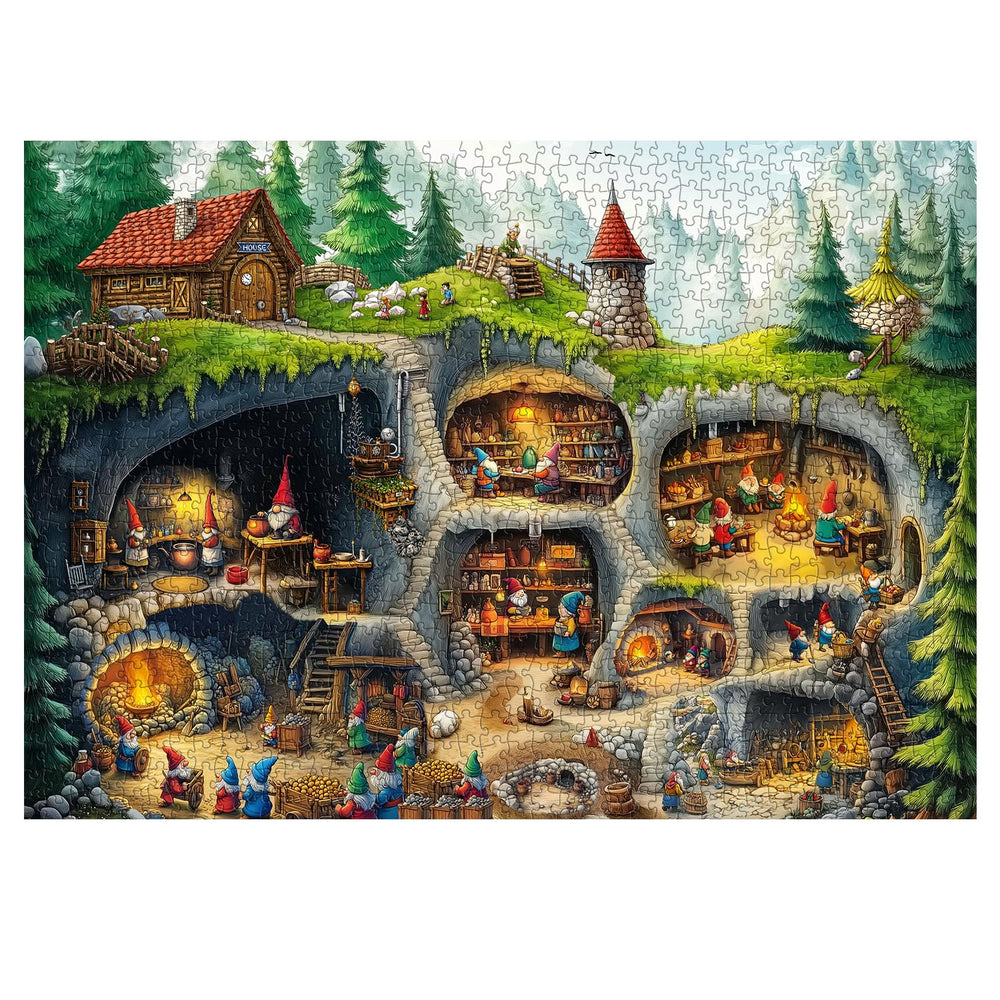 PPuzzling Underground gnome houses detail invites focused, enjoyable problem solving.
