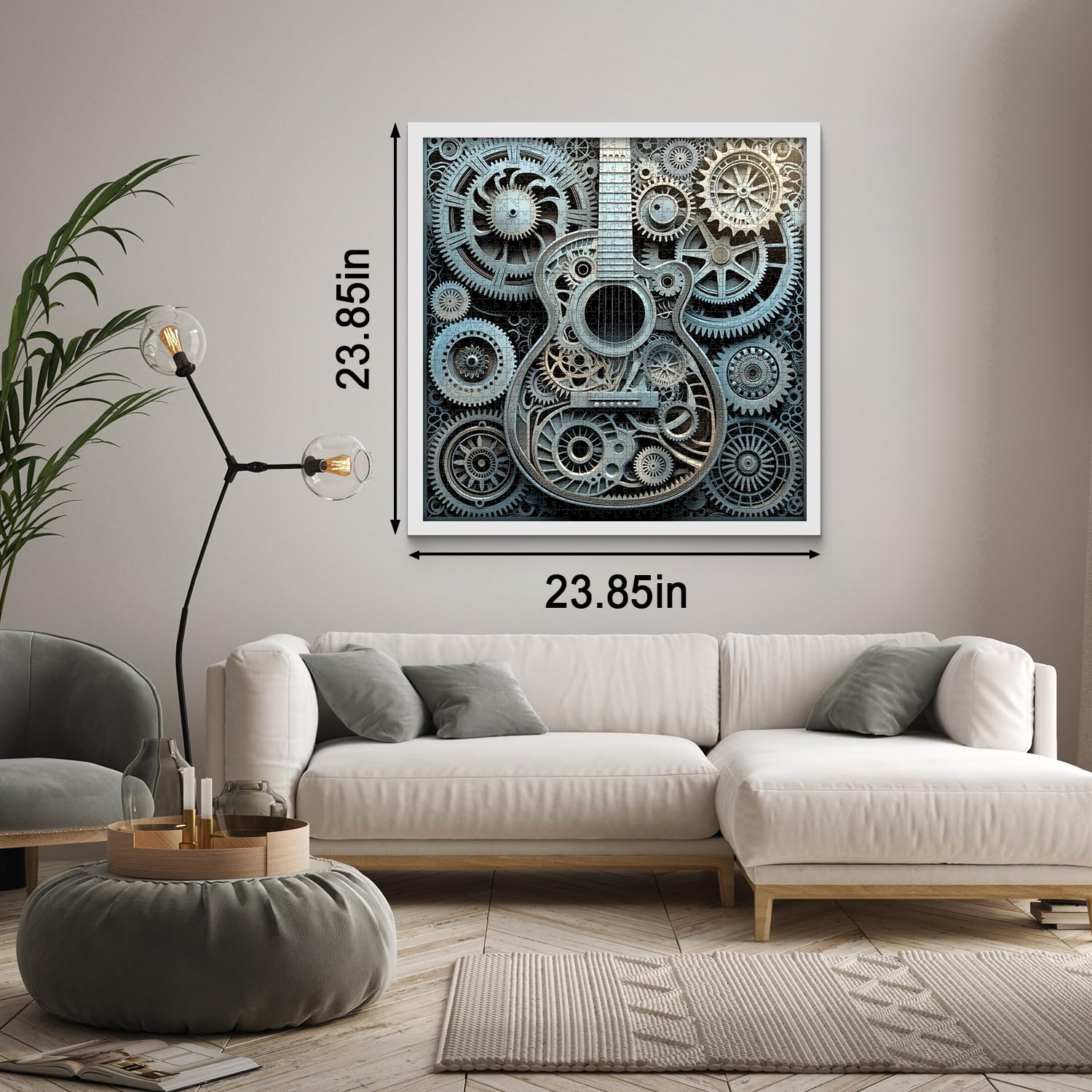 PPuzzling finished vintage guitar puzzle proudly displayed as wall art