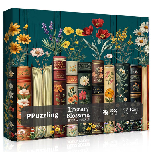 PPuzzling Vintage Wildflower Book Puzzle box front with 1000 pieces and poster guide