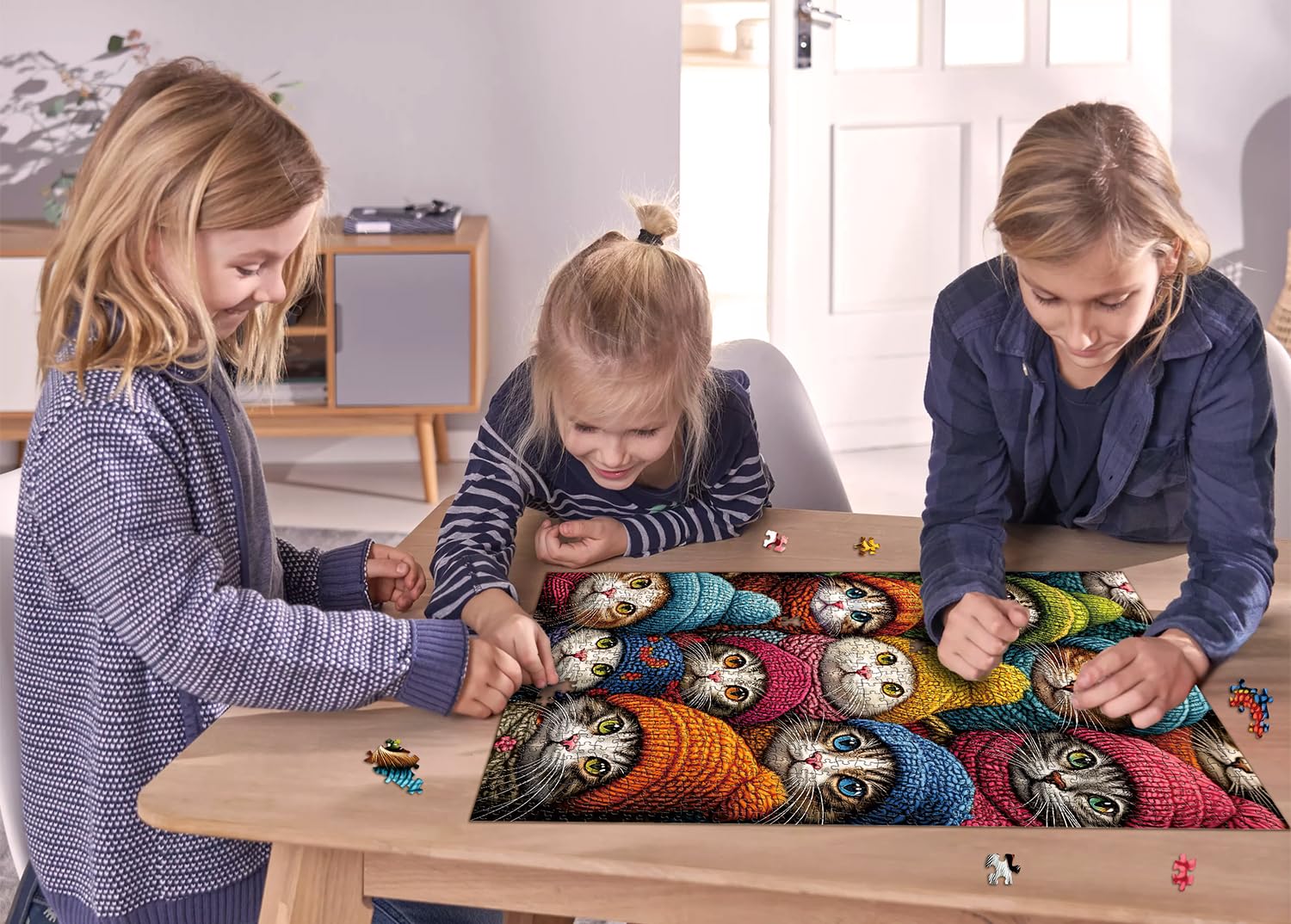 PPuzzling wall decor kit offers a playful accent that sparks conversation.
