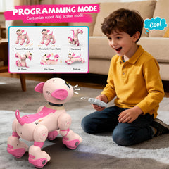 PRANITE Robot Dog Toy with touch sensors responding to gentle taps.
