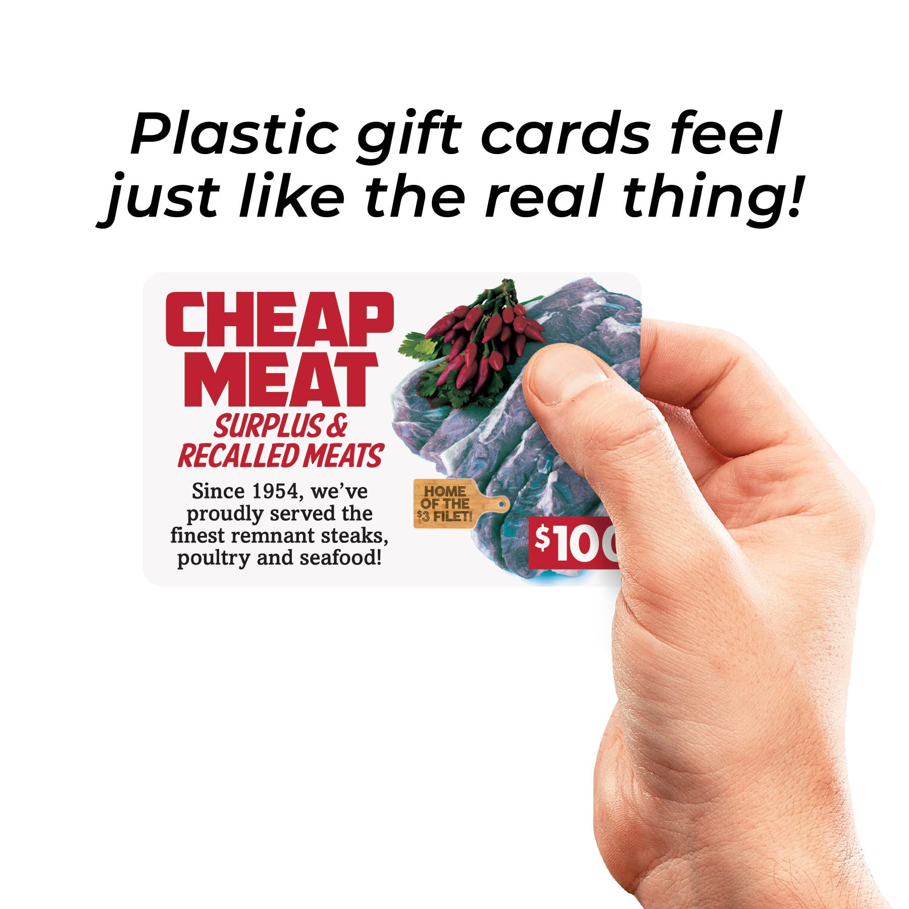 Prank Pack Prank-O cheap-meat card close-up for outrageous fun