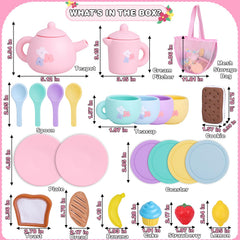 PRE-WORLD silicone tea set teacups for colorful social play and sharing.