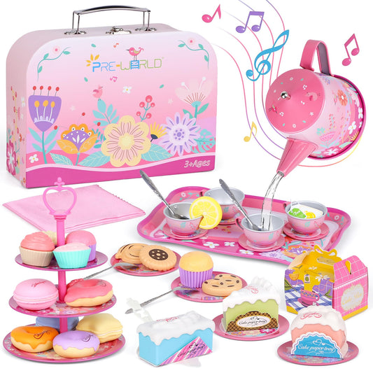 PRE-WORLD musical teapot with a built-in tune for lively pretend tea time.