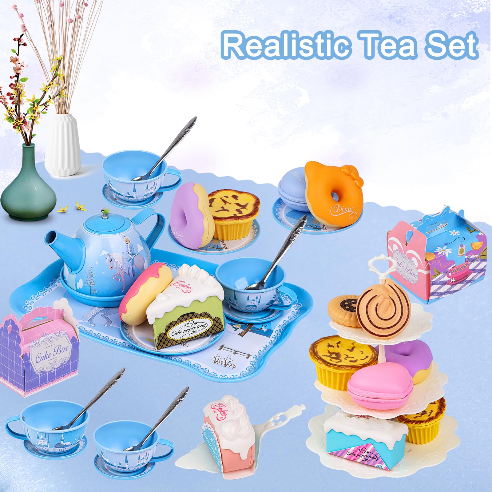 PRE-WORLD serving tray supports organized pretend tea parties and sharing.