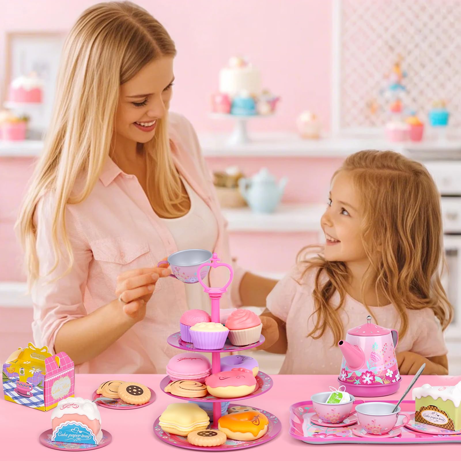 PRE-WORLD serving tray supports organized tea service during pretend play.