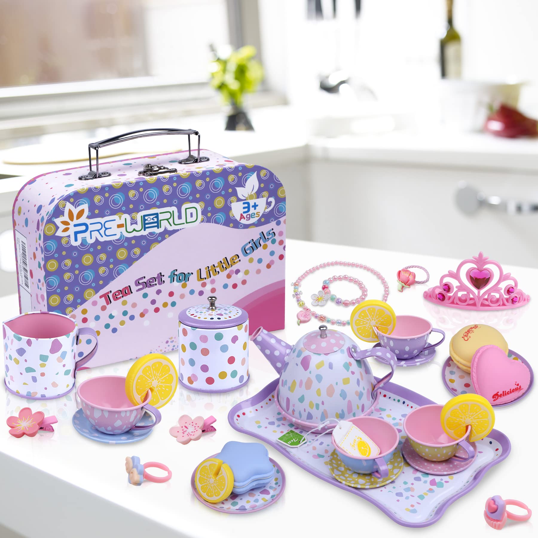 PRE-WORLD serving tray for organized pretend tea service and shared play.