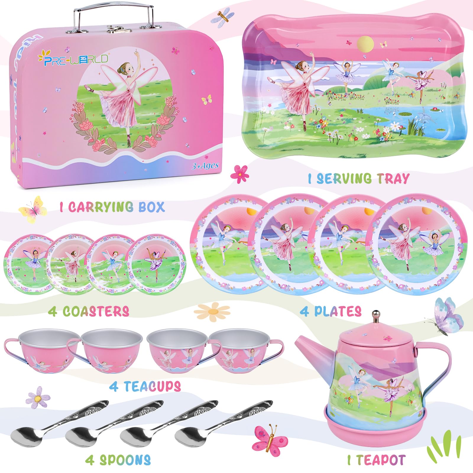 PRE-WORLD tea party set teacups ready for a tea-time story